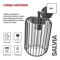 Lampa naścienna Garden SALVIA 28,5cm, na żarówkę E27 max 15W, IP44