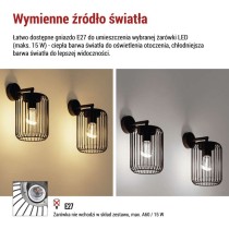 Lampa naścienna Garden SALVIA 28,5cm, na żarówkę E27 max 15W, IP44
