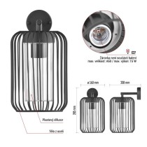 Zahradní nástěnné svítidlo SALVIA, 20,8 x 16 x 28,5 cm, 1 x E27, 15 W