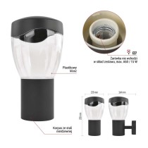 Lampa naścienna Garden ARTEO, na żarówkę E27, max 15W, IP44