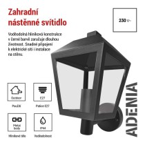 Zahradní nástěnné svítidlo ADENIA, 19,8 x 15 x 27,8 cm, 1 x E27, 15 W