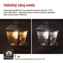 Záhradné nástenné svietidlo ADENIA, 19,8 x 15 x 27,8 cm, 1 x E27, 15 W