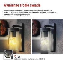 Lampa naścienna Garden ZALA 23cm, na żarówkę E27 max 15W, IP44