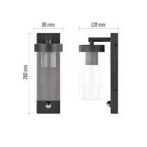 Zahradní nástěnné svítidlo ZALA, čidlo soumraku, 12,8 × 8 × 28 cm, 1 × E27, 15 W