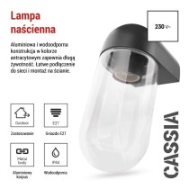 Lampa naścienna Garden CASSIA, na żarówekę E27 max 15W, IP44