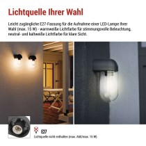 Garten-Wandleuchte CASSIA, 12,6 x 9,5 x 22,2 cm, 1 x E27, 15 W