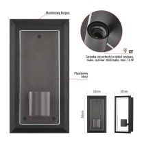 Lampa naścienna Garden MALVA, na żarówkę E27 max 15W, IP44