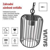 Zahradní závěsné svítidlo SALVIA, 16 x 16 x 76 cm, 1 x E27, 15 W