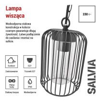 Lampa wisząca Garden SALVIA, na żarówkę E27 max 15W, IP44