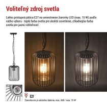 Zahradné závesné svietidlo SALVIA, 16 x 16 x 76 cm, 1 x E27, 15 W