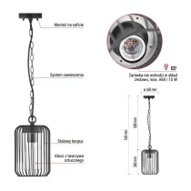 Lampa wisząca Garden SALVIA, na żarówkę E27 max 15W, IP44