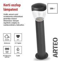 Kerti oszloplámpa ARTEO, 12 x 12 x 50 cm, 1 x E27, 15 W