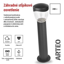 Záhradné stĺpikové svietidlo ARTEO, 12 x 12 x 50 cm, 1 x E27, 15 W