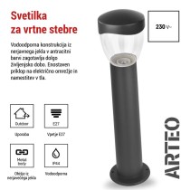 Vrtna stoječa svetilka ARTEO, 12 x 12 x 50 cm, 1 x E27, 15 W