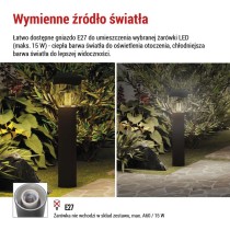 Słupek oświetleniowy Garden ARTEO 80cm, na żarówkę E27 max 15W, IP44