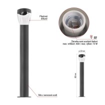 Zahradní sloupkové svítidlo ARTEO, 12 x 12 x 80 cm, 1 x E27, 15 W