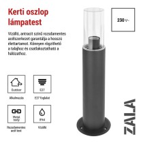 Kerti oszloplámpa ZALA, 14 x 14 x 50 cm, 1 x E27, 15 W