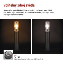 Zahradní sloupkové svítidlo ZALA, 14 x 14 x 50 cm, 1 x E27, 15 W