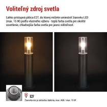Záhradné stĺpikové svietidlo ZALA, 14 x 14 x 50 cm, 1 x E27, 15 W