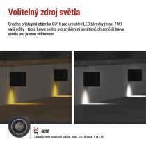 Zahradní nástěnné svítidlo OCULUS, 8,8 x 6,7 x 8 cm, 1 x GU10, 1× 7W