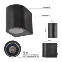 Zahradní nástěnné svítidlo OCULUS, 8,8 x 6,7 x 8 cm, 1 x GU10, 1× 7W