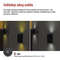 Zahradní nástěnné svítidlo OCULUS, 8,8 x 6,7 x 15,3 cm, 2 x GU10, 2× 7W