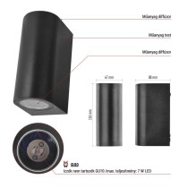 Kerti fali lámpa OCULUS, 8,8 x 6,7 x 15,3 cm, 2 x GU10, 2× 7W