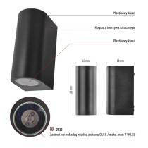 Lampa naścienna Garden OCULUS, 15cm, na żarówkę 2x GU10, IP44, 2× 7W