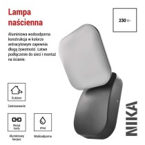 Lampa naścienna LED Garden NIKA, 20cm, ciepła biel, 12,5W, 900lm, IP44