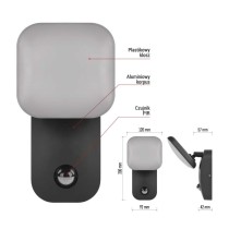 Lampa naścienna LED Garden NIKA, 20cm, ciepła biel, 12,8W, 900lm, IP44, PIR