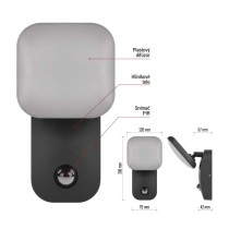 LED záhradné nástenné svietidlo NIKA, senzor súmraku, 12 x 12 x 20 cm, 12,8 W, teplá biela