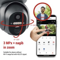 GoSmart Zunanja vrtljiva kamera IP-6000 OWL, z 4G/LTE, siva