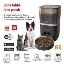 GoSmart állateledel adagoló kamerával Pet Care, 6 l, fekete, Wi-Fi