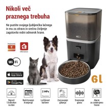 GoSmart dozirnik hrane za hišne živali Pet Care s kamero, 6 l, črn, Wi-Fi