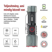 EMOS LED tölthető fém zseblámpa 300 lm, 700 mAh