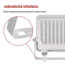 LED reflektor GLARO 30W, biely, IP65, 3000 lm, neutrálna biela