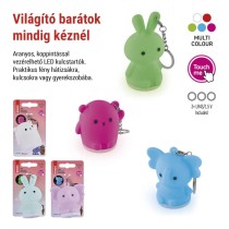 LED szilikon kulcstartó – állatkák, 12 db, display box