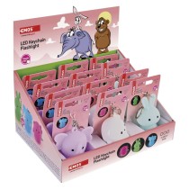 LED silikonová klíčenka - zvířátka, 12 ks, display box