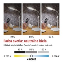 LED stolná lampa STELLA, biela