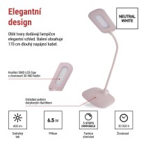 LED stolní lampa STELLA, růžová