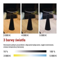 Lampa stołowa LED Garden JASON, ładowalna, CCT