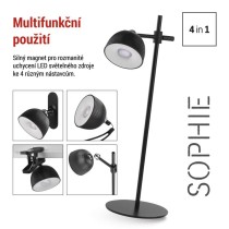 LED stolní lampa SOPHIE, nabíjecí, černá