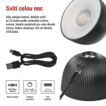 LED stolní lampa SOPHIE, nabíjecí, černá