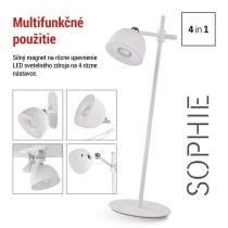 LED stolná lampa SOPHIE, dobíjacia, biela