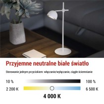 Lampa biurkowa LED SOPHIE, ładowalna, biała