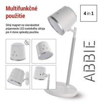 LED stolná lampa ABBIE, dobíjacia, biela