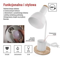 Lampa biurkowa POPPY na żarówkę E27, biała