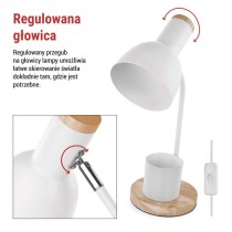 Lampa biurkowa POPPY na żarówkę E27, biała