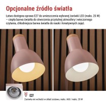 Lampa biurkowa POPPY na żarówkę E27, różowa