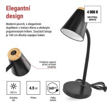 LED stolní lampa TARA, černá